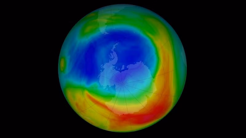 Lỗ thủng ozone đạt mức đỉnh điểm 6,3 triệu dặm vuông (16,4 triệu km2) vào ngày 8-9. Ảnh: NASA.