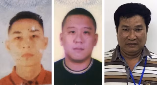 Các bị can từ trái sang: Mai Tiến Dũng, Nguyễn Bảo Trung và Phạm Văn Hiệp.