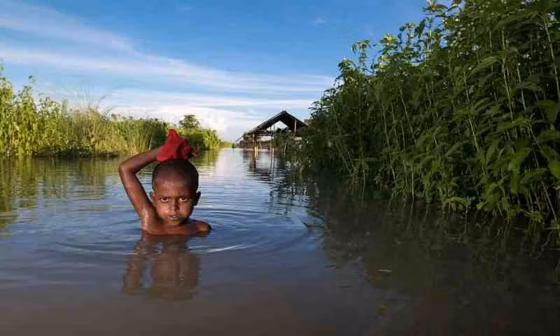 Khu vực Lalmonirhat của Bangladesh trong trận lụt năm 2017. (Ảnh: Zakir Chowdhury/Barcroft Images)