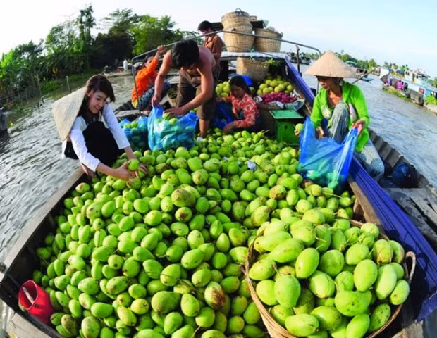 Khu chợ nổi ở khu vực đồng bằng sông Cửu Long thu hút nhiều du khách với mô hình du lịch nông nghiệp.