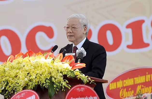 Tổng Bí thư Nguyễn Phú Trọng phát biểu tại Lễ khai giảng năm học mới của Học viện Nông nghiệp Việt Nam (Ảnh: Đăng Khoa).