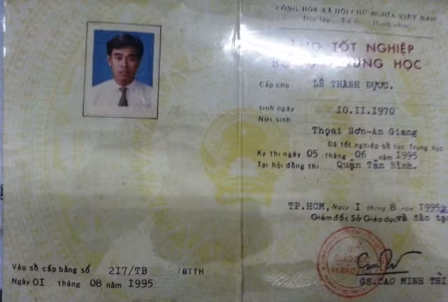 Bằng tốt nghiệp THPT giả của ông Lê Thành Được.