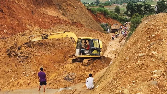 Một tuyến đường ở Lai Châu bị sạt lở.
