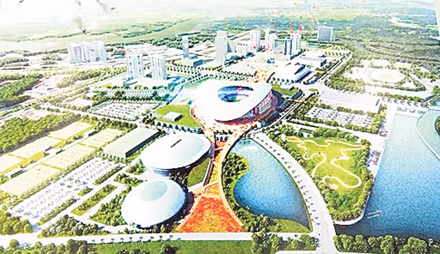 Phối cảnh mô hình Khu liên hợp Thể dục thể thao Rạch Chiếc.