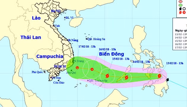 Vị trí và hướng di chuyển của bão Sanba. (Nguồn: nchmf.gov.vn) 