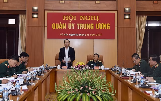 Chủ tịch nước Trần Đại Quang phát biểu chỉ đạo hội nghị.Ảnh: TTXVN phát