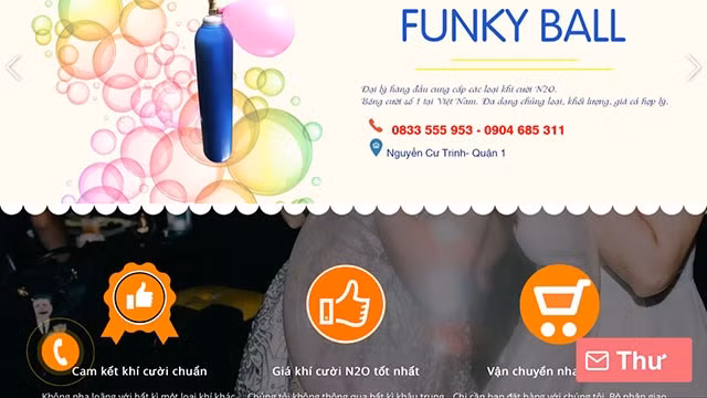 Công khai quảng cáo trên mạng các sản phẩm bóng cười.