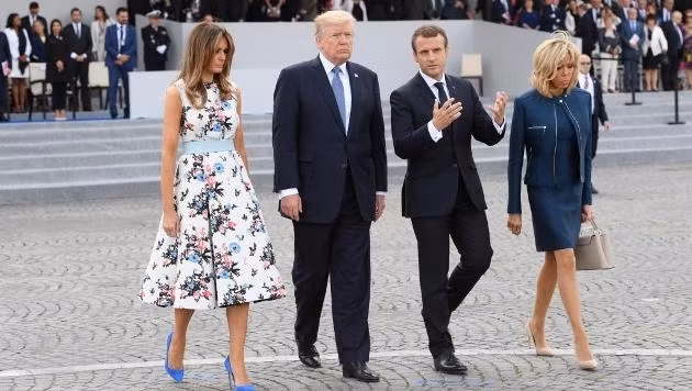 Tổng thống Donald Trump cùng phu nhân dự lễ Quốc khánh Pháp 14-7 theo lời mời của Tổng thống Emmanuel Macron. (Ảnh: Reuters)