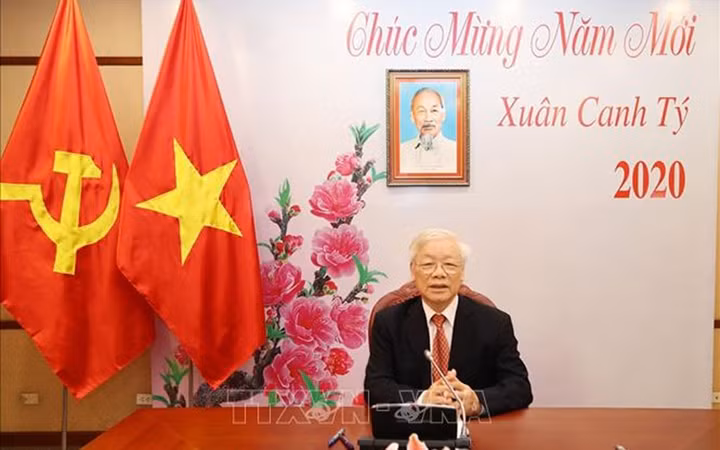 Tổng Bí thư, Chủ tịch nước Nguyễn Phú Trọng điện đàm với Tổng Bí thư, Chủ tịch nước Trung Quốc Tập Cận Bình. Ảnh: Trí Dũng/TTXVN.