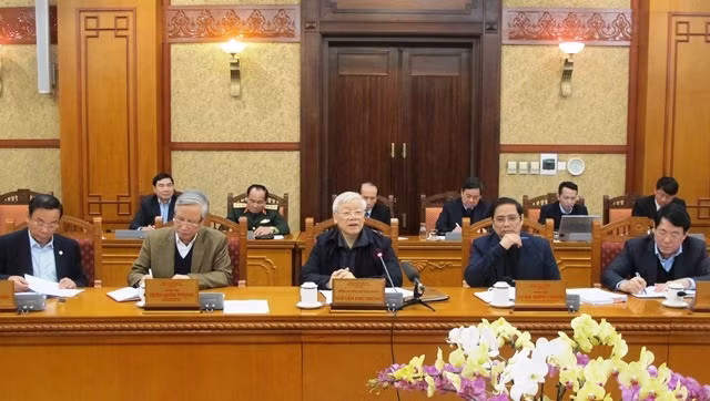 Tổng Bí thư, Chủ tịch nước Nguyễn Phú Trọng phát biểu tại cuộc họp.