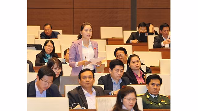 Đại biểu QH tỉnh Tuyên Quang phát biểu ý kiến thảo luận tại hội trường. Ảnh: ANH TUẤN