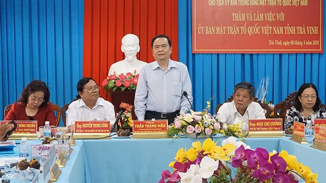 Chủ tịch Ủy ban T.Ư MTTQ Việt Nam Trần Thanh Mẫn làm việc với MTTQ Trà Vinh.