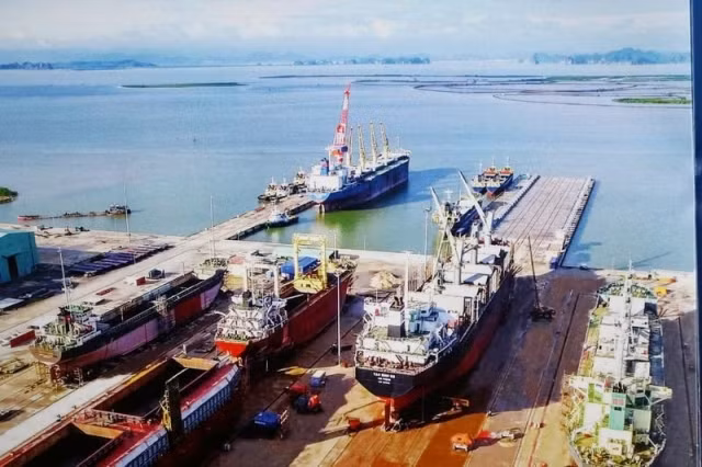 Nhà máy sửa chữa tàu biển Nosco Vinaline ở thôn 4, xã Tiền Phong, thị xã Quảng Yên - nơi xảy ra tai nạn.