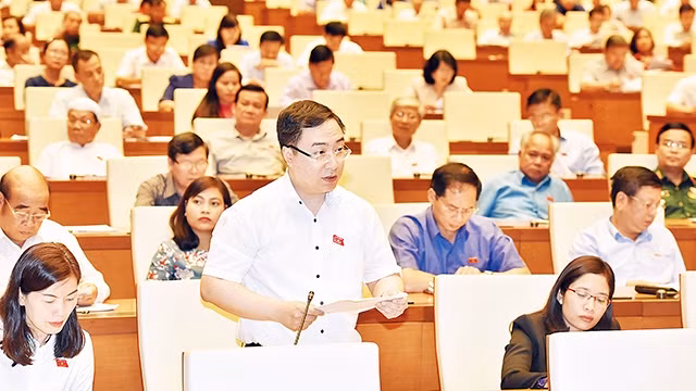 Đại biểu QH phát biểu ý kiến thảo luận tại hội trường. Ảnh: Đăng Khoa