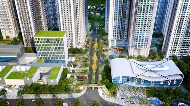 Khu vực đánh dấu X là tòa trung tâm thương mại năm tầng. Tuy nhiên, thực tế khu vực này sẽ xây tòa nhà 40 tầng.