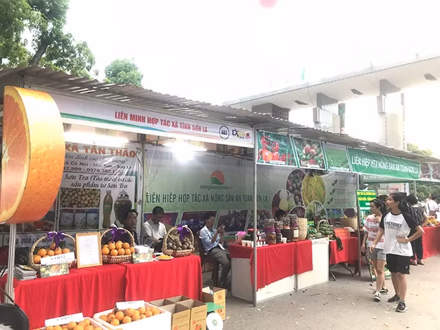 Các gian hàng tại Hội chợ trong ngày khai mạc.