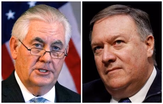 Ông Rex Tillerson (bên trái) và Giám đốc Cơ quan tình báo trung ương Mỹ (CIA) Mike Pompeo. (Ảnh: Reuters)