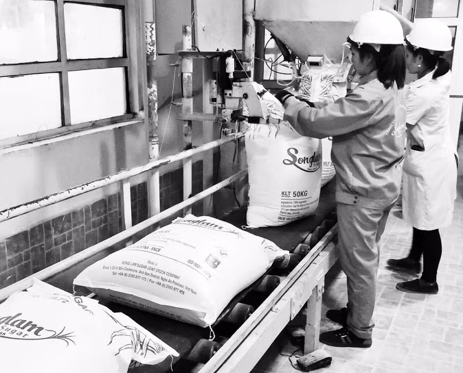 Dây chuyền đóng gói tại Công ty đường Sông Lam.