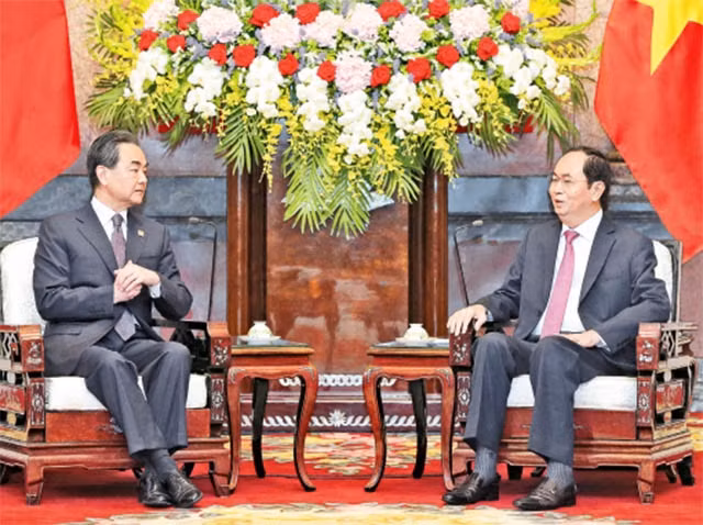 Chủ tịch nước Trần Đại Quang tiếp Ủy viên Quốc vụ, Bộ trưởng Ngoại giao Trung Quốc Vương Nghị
