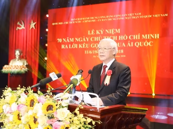 Tổng Bí thư Nguyễn Phú Trọng phát biểu chỉ đạo. (Ảnh: Trí Dũng/TTXVN)