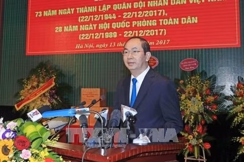 Chủ tịch nước Trần Đại Quang phát biểu tại lễ kỷ niệm. (Ảnh: TTXVN)
