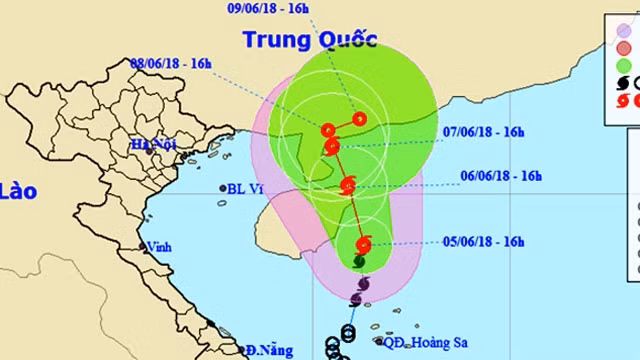 Vị trí và hướng di chuyển của bão số 2. (Nguồn: nchmf.gov.vn)
