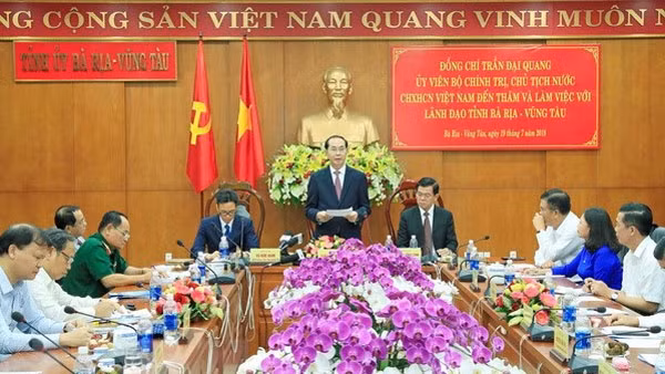 Chủ tịch nước Trần Đại Quang phát biểu kết luận buổi làm việc (Ảnh: Nhan Sáng/TTXVN).