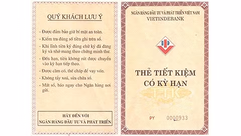 BIDV thanh toán sổ tiết kiệm gửi từ năm 1999