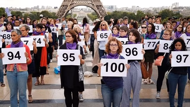 Phong trào chống nạn femicide tại Pháp. Ảnh: AFP