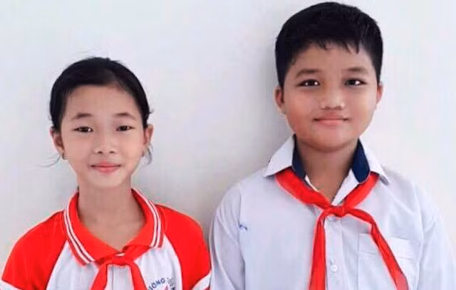 Hai học sinh Đinh Thị Anh Thư và Trần Hoàng Nam.