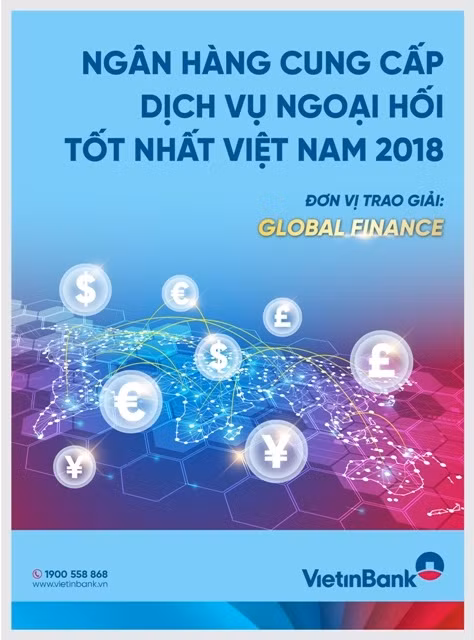 VietinBank nhận giải thưởng Ngân hàng cung cấp dịch vụ ngoại hối tốt nhất Việt Nam năm 2018.
