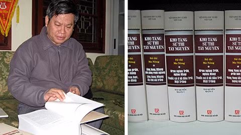 GS.TS. Nguyễn Xuân Kính và kho tàng sử thi Tây Nguyên. (Ảnh: nguoicaotuoi.org.vn)