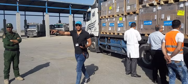 UNICEF đưa hàng cứu trợ tới dải Gaza. Ảnh UN News