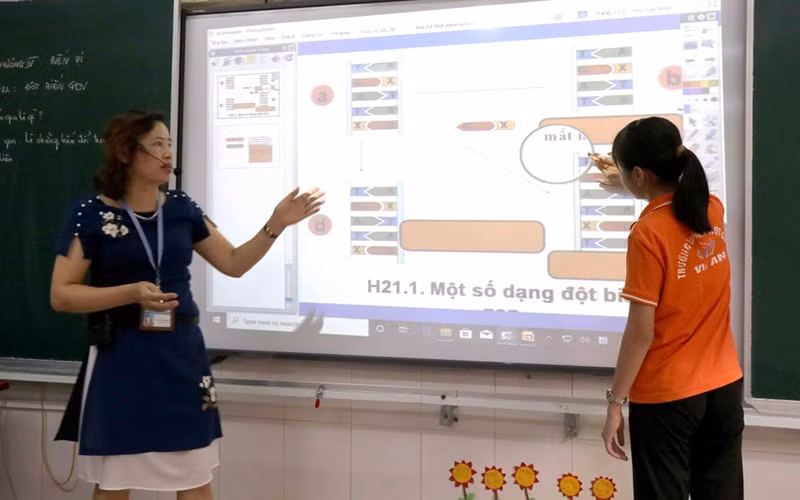 Mô hình lớp học thông minh tại Trường THCS Vệ An (TP Bắc Ninh).