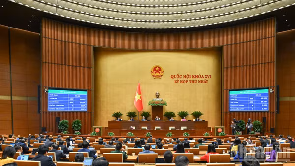 477/489 đại biểu tham gia biểu quyết tán thành (bằng 95,40% tổng số đại biểu Quốc hội) thông qua Nghị quyết về Phát triển văn hóa Việt Nam. (Ảnh: DUY LINH)