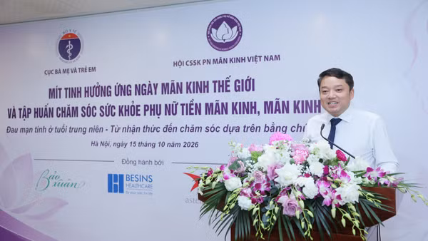 Tiến sĩ Tống Trần Hà, Phó Cục trưởng Cục Bà mẹ và Trẻ em phát biểu.