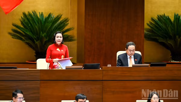 Phó Chủ tịch Quốc hội Nguyễn Thị Thanh điều hành nội dung thảo luận. (Ảnh: DUY LINH)