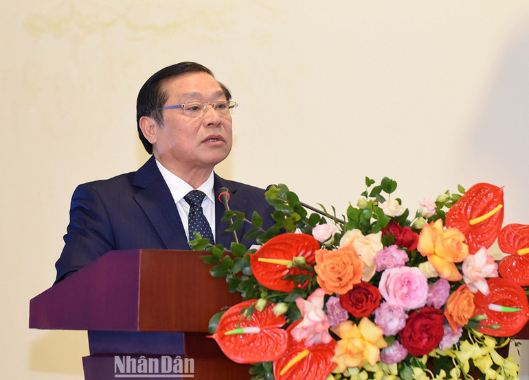 Phó Trưởng Ban Thường trực Ban Tuyên giáo Trung ương Lại Xuân Môn phát biểu tại Giao ban báo chí đầu Xuân.