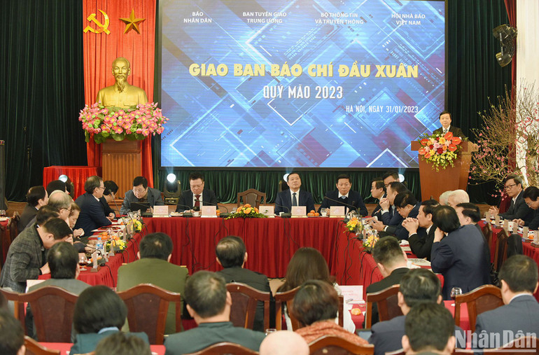 Quang cảnh Giao ban báo chí đầu xuân Quý Mão 2023.