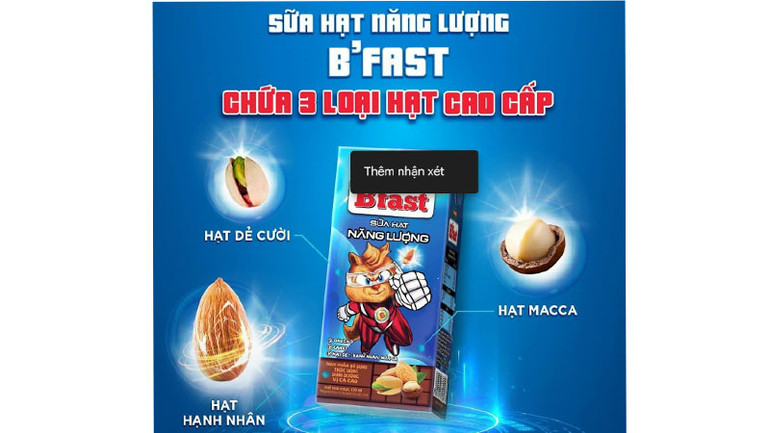 Sữa hạt B’fast với nguyên liệu hạt cao cấp được trồng tại Việt Nam