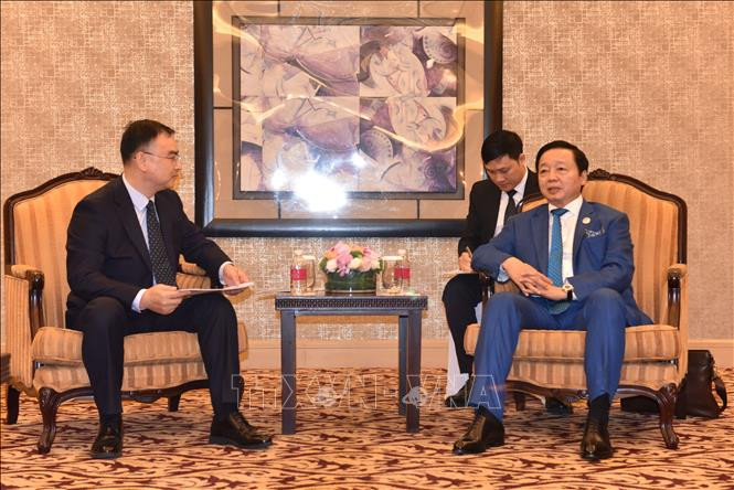 Phó Thủ tướng Trần Hồng Hà tiếp ông Đào Long Trung, người sáng lập, Chủ tịch Tập đoàn Năng lượng mới Giang Tô Runergy. (Ảnh: TTXVN)