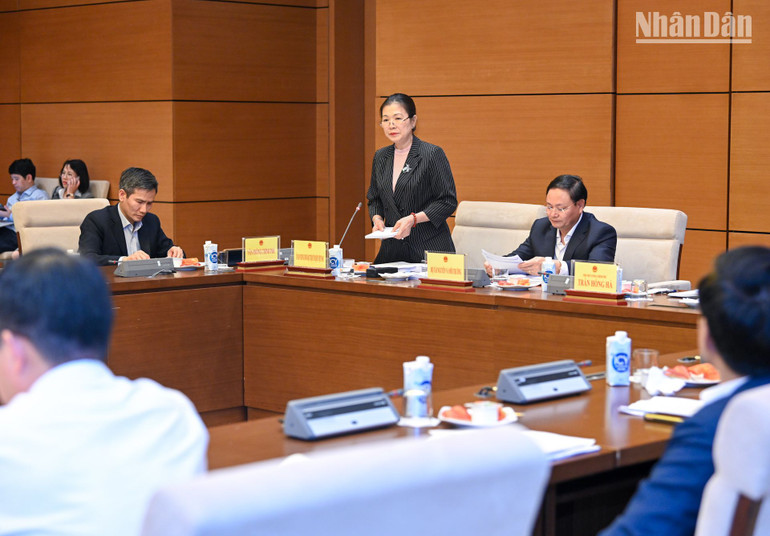 Phó Chủ tịch Ủy ban Trung ương Mặt trận Tổ quốc Việt Nam Trương Thị Ngọc Ánh trình bày báo cáo.