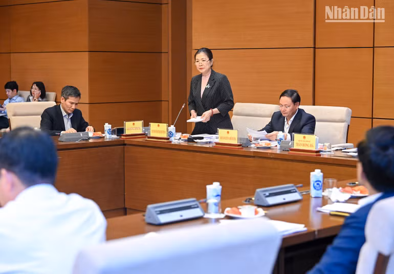 Phó Chủ tịch Ủy ban Trung ương Mặt trận Tổ quốc Việt Nam Trương Thị Ngọc Ánh trình bày báo cáo.