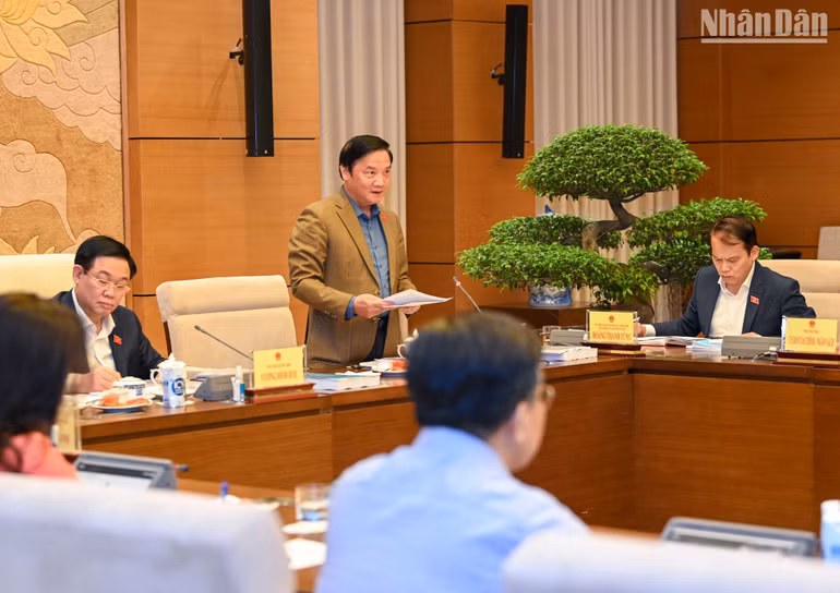 Phó Chủ tịch Quốc hội Nguyễn Khắc Định phát biểu.