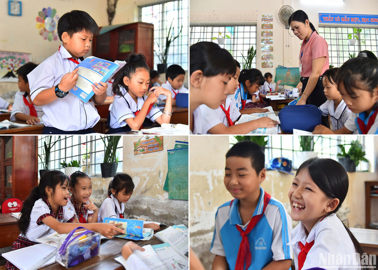 Với học sinh sống trên xã đảo mỗi ngày đi học là một ngày vui, các em được gặp bạn, gặp thầy cô và có những giờ học thú vị trên lớp.