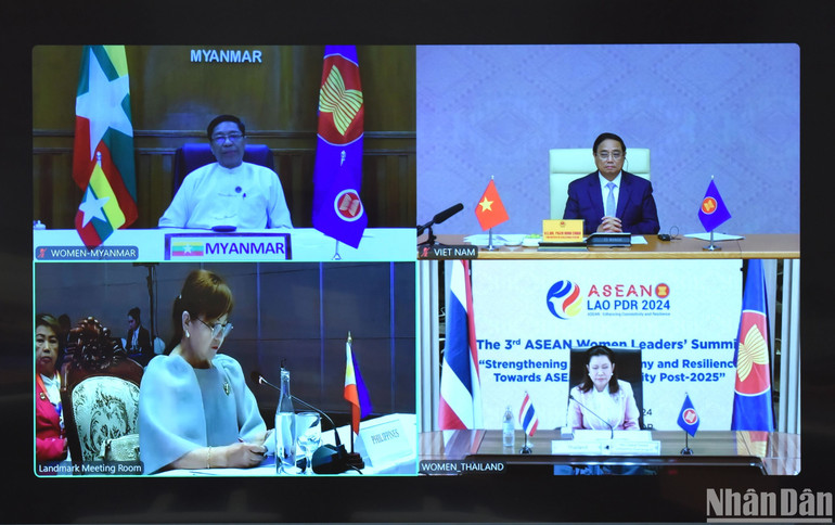 Hội nghị Thượng đỉnh Lãnh đạo nữ ASEAN lần thứ 3 diễn ra dưới hình thức trực tuyến. (Ảnh: TRẦN HẢI)