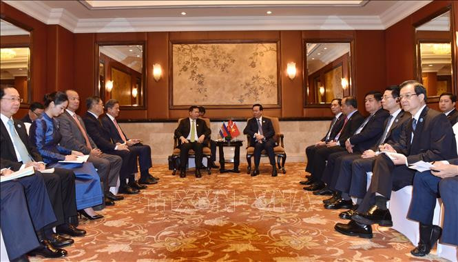 Chủ tịch nước Võ Văn Thưởng tiếp Thủ tướng Campuchia Hun Manet. (Ảnh: TTXVN)