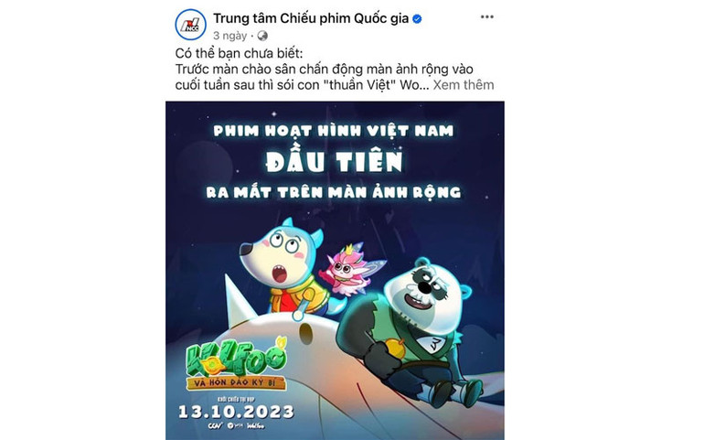 Hình ảnh giới thiệu phim trên fanpage chính thức của Trung tâm Chiếu phim Quốc gia (Hà Nội). (Ảnh chụp màn hình)