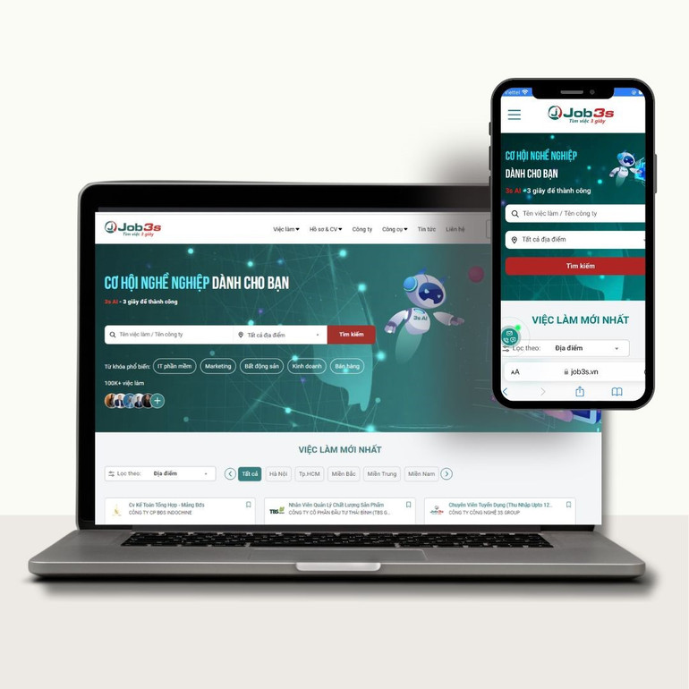 Giao diện thân thiện, dễ sử dụng cùng các tính năng AI độc đáo của job3s.vn. Giao diện thân thiện, dễ sử dụng cùng các tính năng AI độc đáo của job3s.vn.