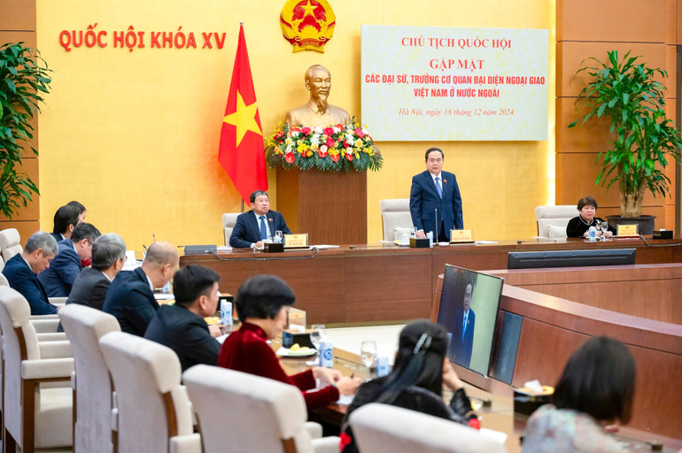 Quang cảnh cuộc gặp tại Nhà Quốc hội. (Ảnh Duy Linh)